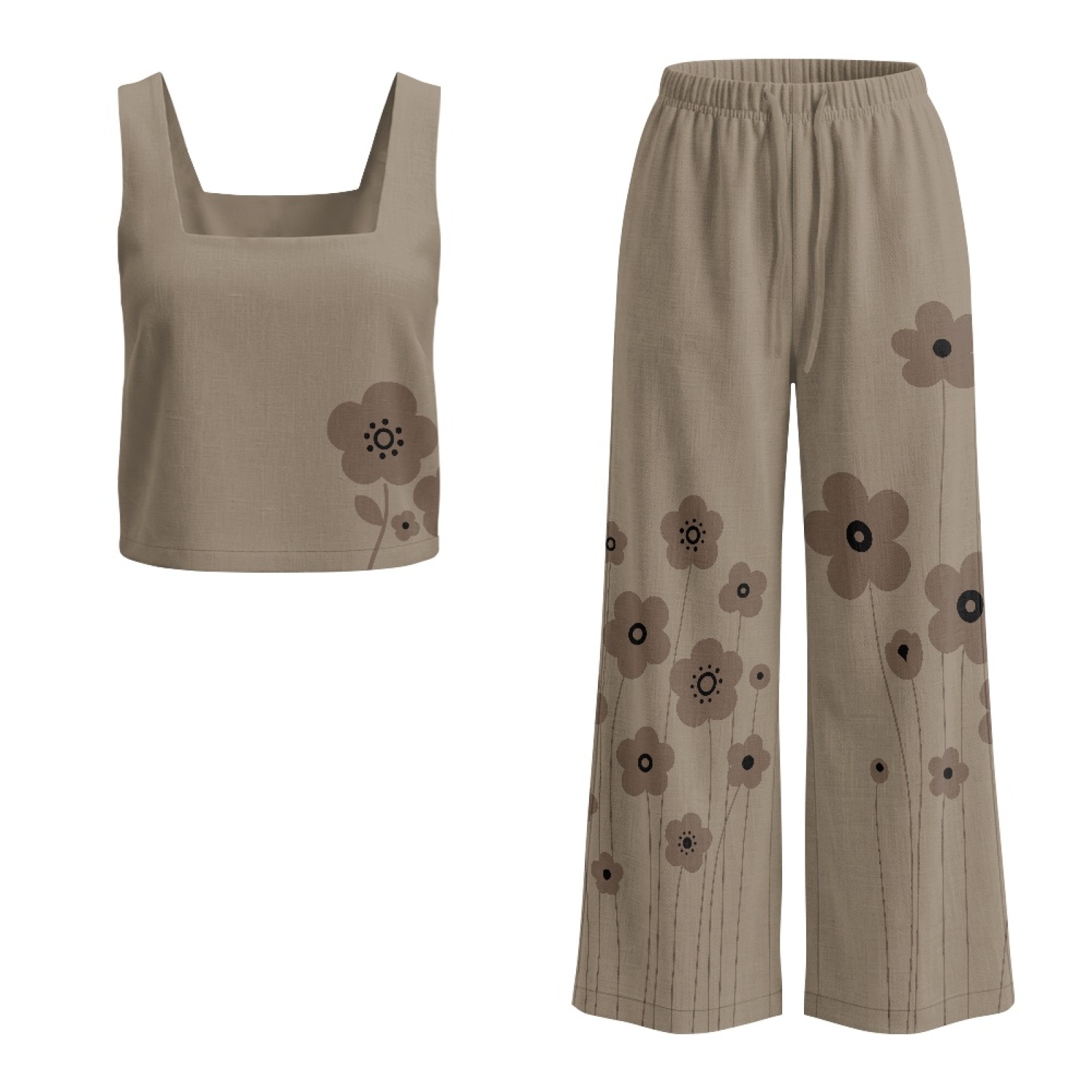 Linen Pant Wide - INSTANTARTS Set Rompi Linen Wanita Celana