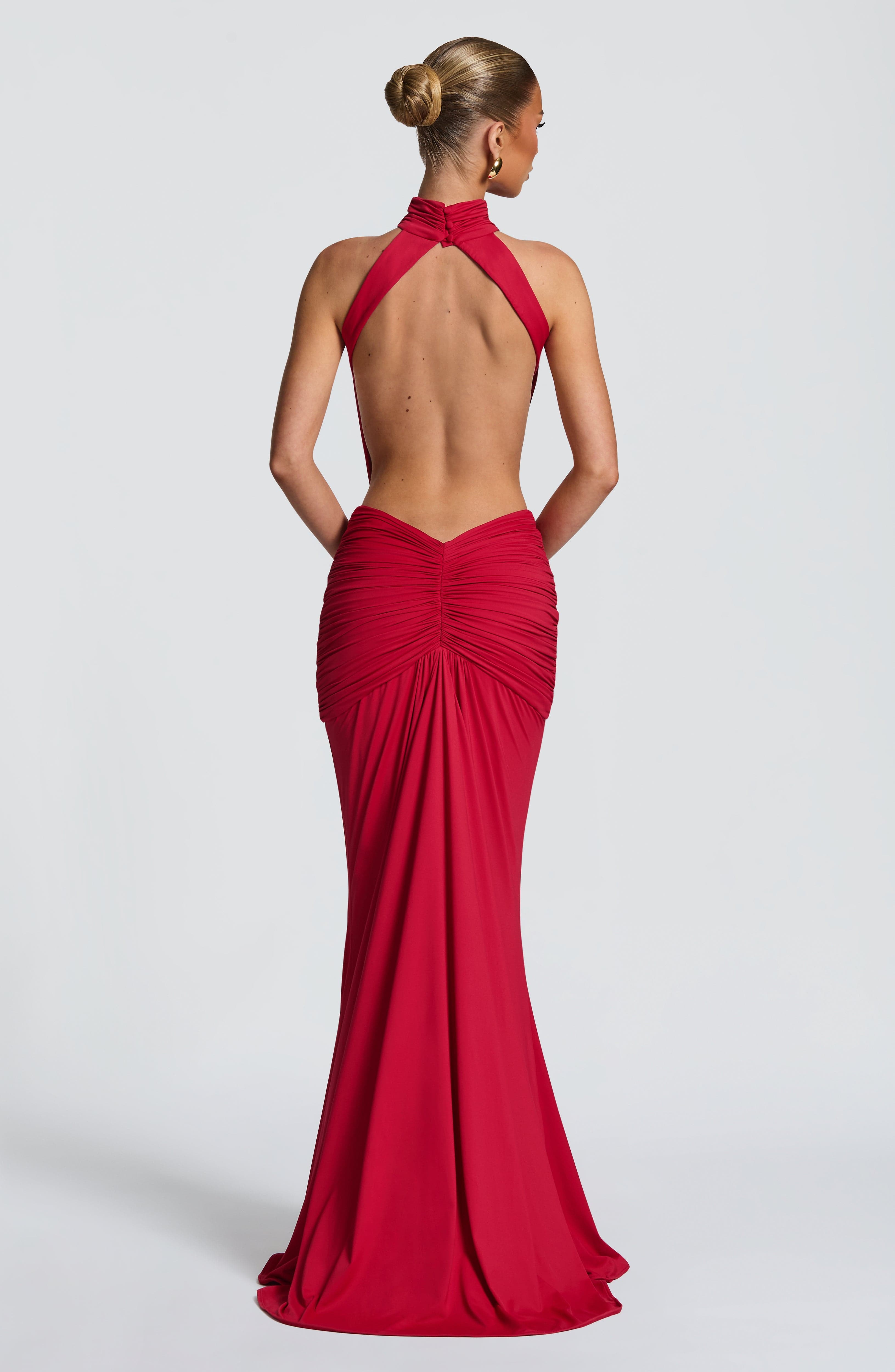 Maxi Dress Halter - Gaun Maxi Halter High Neck Cutout