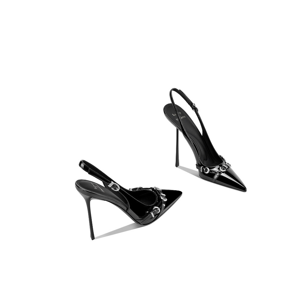 Sandal Strappy Heeled - Sandal Hak Tinggi Ramping Hitam Modis