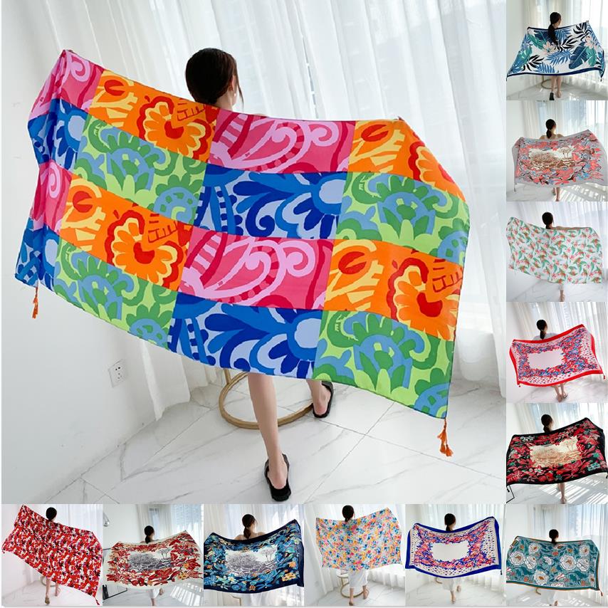 Linen Dress Wrap - 90X185Cm Gaun Pantai Musim Panas Print