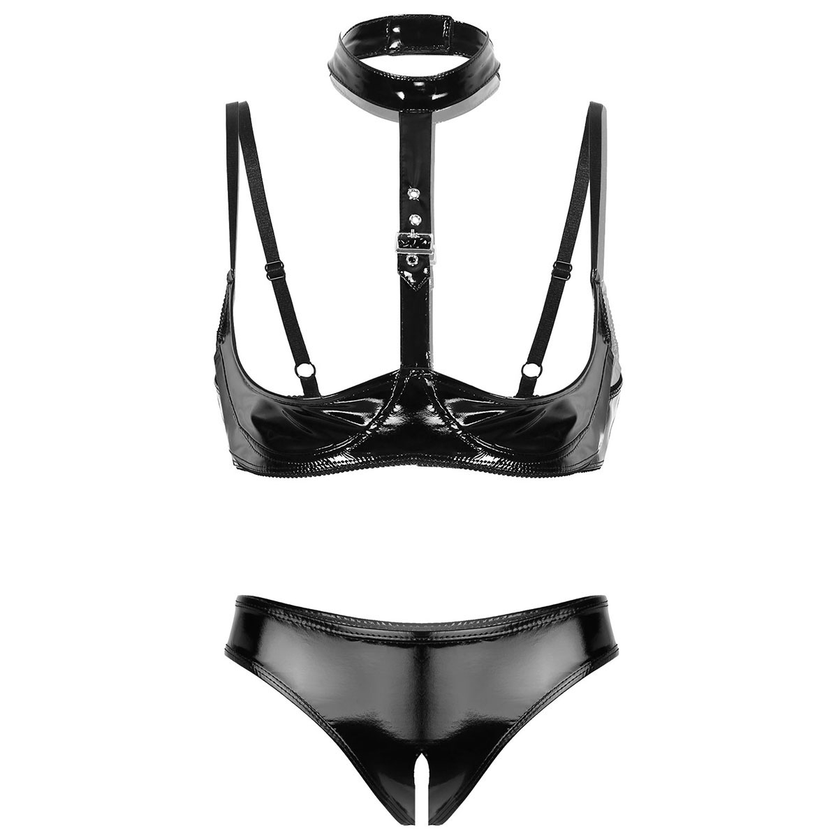 Set Lingerie Kulit Paten Wanit - Bralette Triangle Set ulasan dan harga