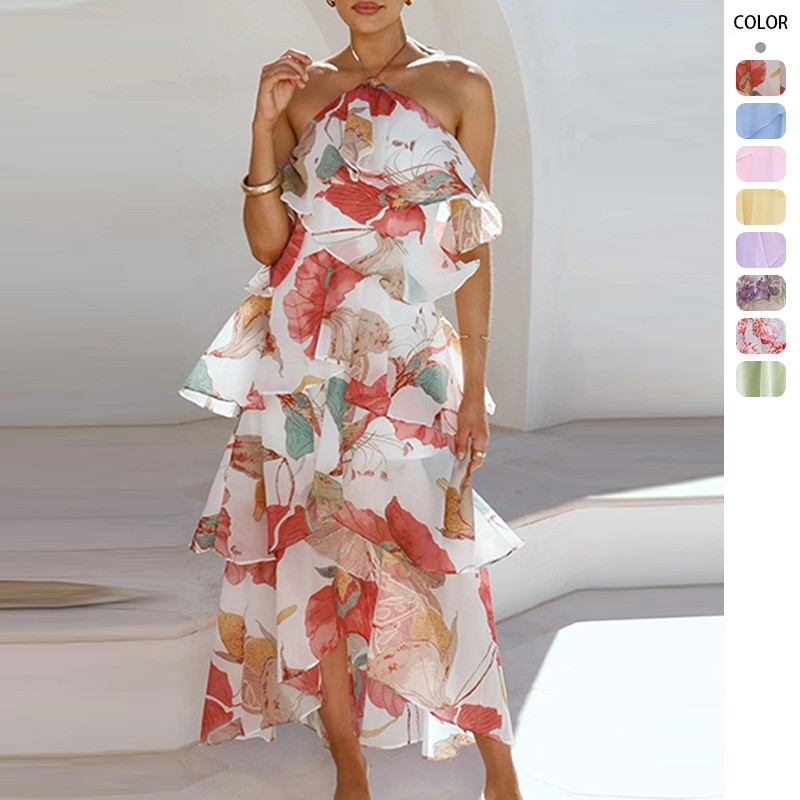 Gaun Maxi Pesta Elegan Gaun Si - Maxi Dress Halter ulasan dan harga