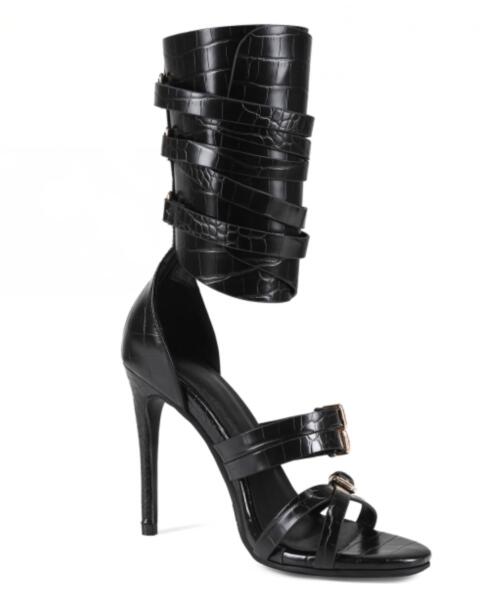Sandal seksi kulit hitam denga - Sandal Strappy Heeled ulasan dan harga