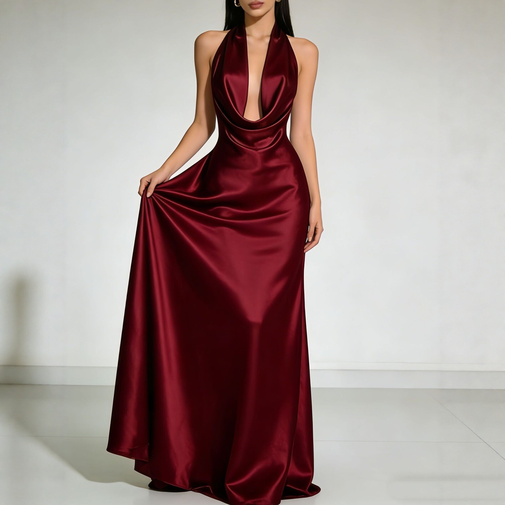Gaun Pesta Elegan 2026 Gaun Ta - Maxi Dress Halter ulasan dan harga