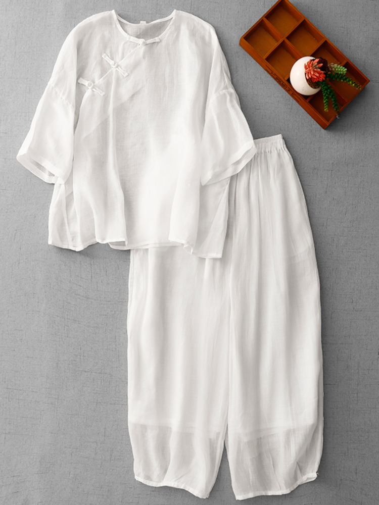 Setelan Wanita Gaya Zen Cina B - Linen Pant Wide ulasan dan harga