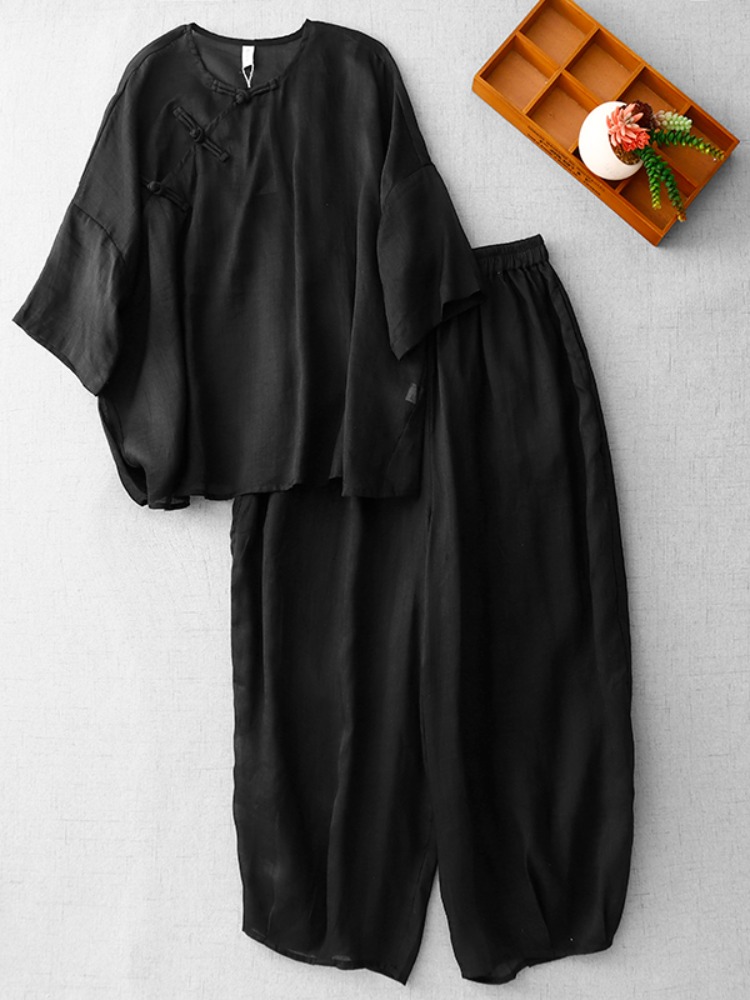 Setelan Wanita Gaya Zen Cina B - Linen Pant Wide ulasan dan harga