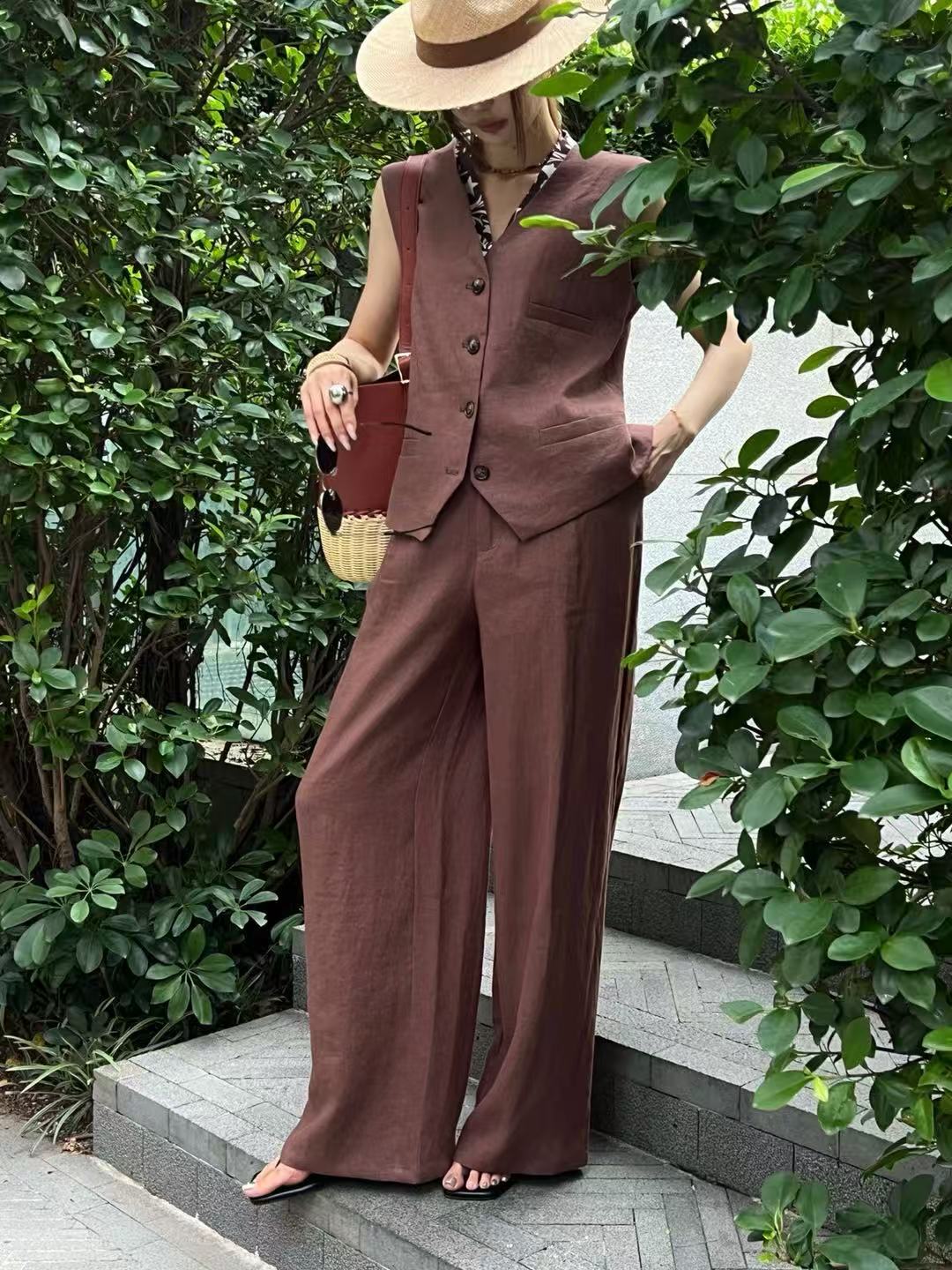 Setelan kasual linen pria tua  - Linen Pant Wide ulasan dan harga