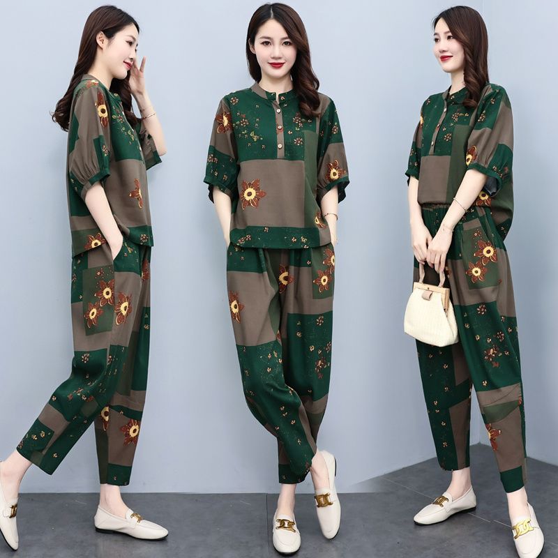 Setelan Musim Panas Ibu Paruh  - Linen Pant Wide ulasan dan harga