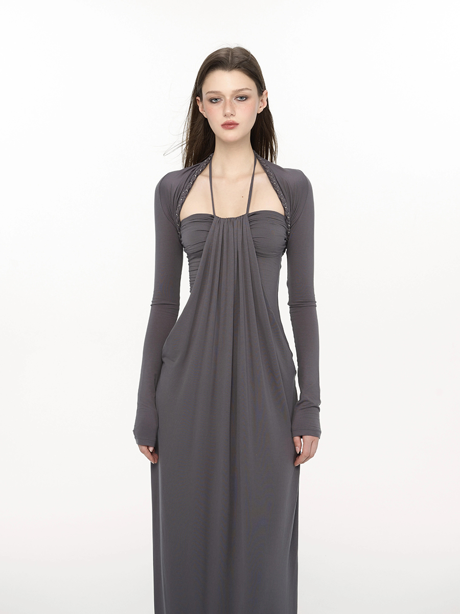 REDDACHiC Set Gaun Rajut Elega - Maxi Dress Halter ulasan dan harga