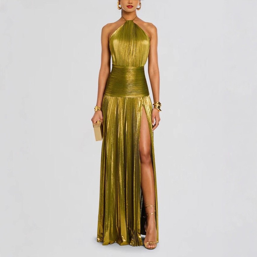 Gaun Pesta Elegan Tanpa Lengan - Maxi Dress Halter ulasan dan harga