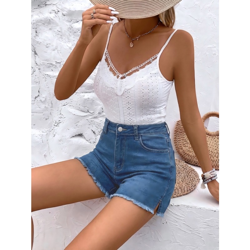 Celana Pendek Denim Wanita Pin - Shorts Denim Frayed ulasan dan harga