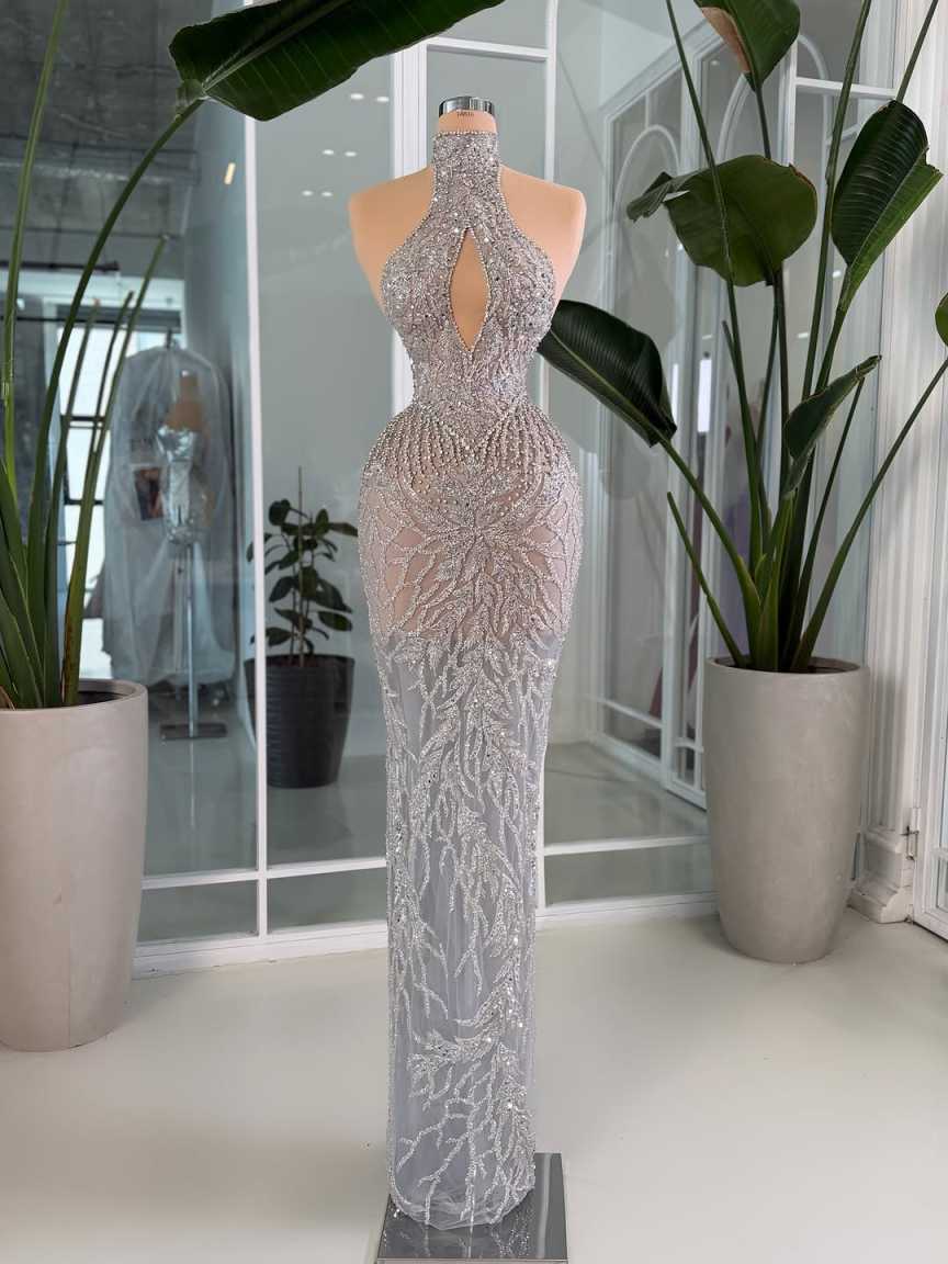 Gaun Malam Elegan dengan Kerah - Maxi Dress Halter ulasan dan harga