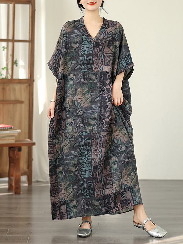 Gaun Wanita Lengan Kelelawar M - Linen Dress Wrap ulasan dan harga